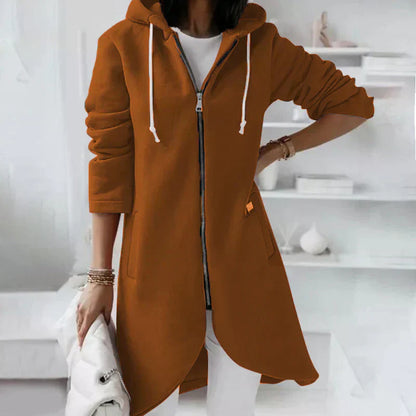 Cozy Oversized Women's Long Hoodie - Soft Zip Up Sweatshirt