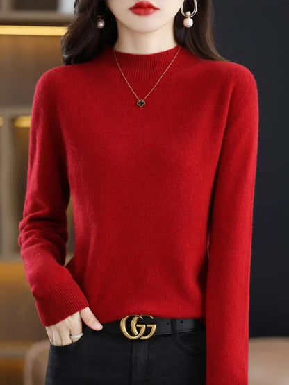 Cozy Crew Neck Wool Sweater for Women
