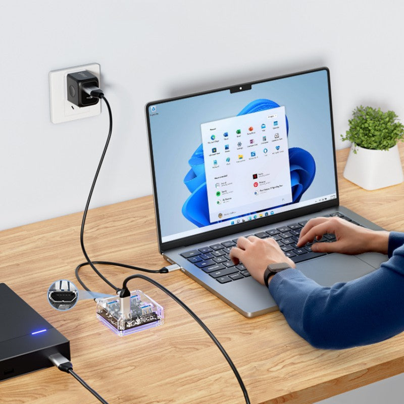 Portable Mini 4-Port USB 3.0 Hub Adapter