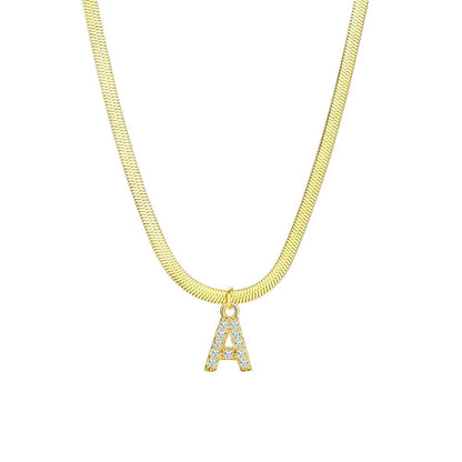 Dainty Letter Diamond Bar Chain Necklace - Luxicro
