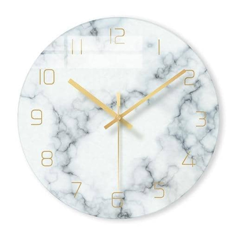 Luxury Marble Wall Clock with Golden Accents