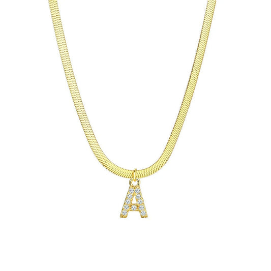 Dainty Initial Diamond Bar Pendant Necklace - Luxicro