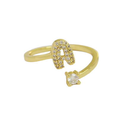 Elegant Glitter Initial Diamond Ring - Luxicro