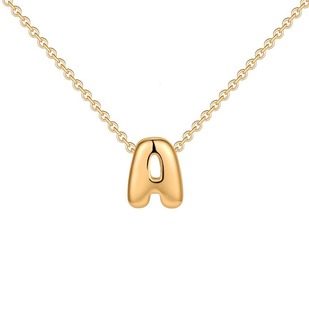 Dainty Engraved Letter Pendant Necklace - Luxicro