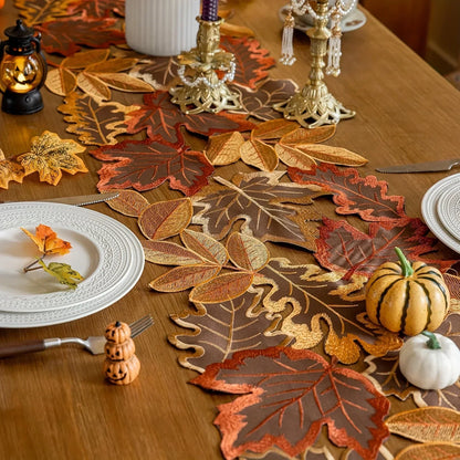 Autumn Harvest Embroidered Table Runner