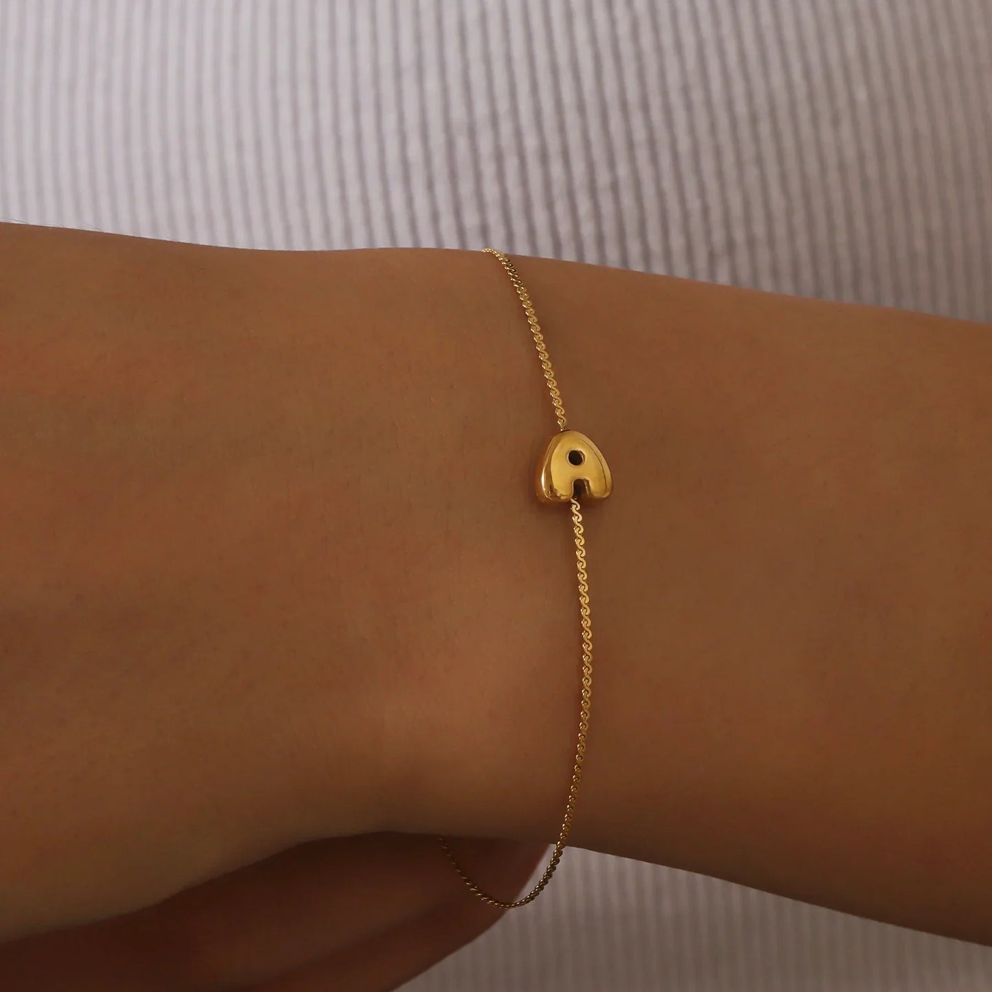 Dainty Personalized Letter Charm Bangle