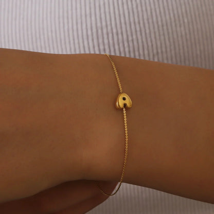 Dainty Personalized Letter Charm Bangle