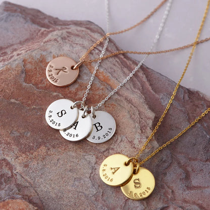 Personalized Engraved Monogram Pendant Necklace
