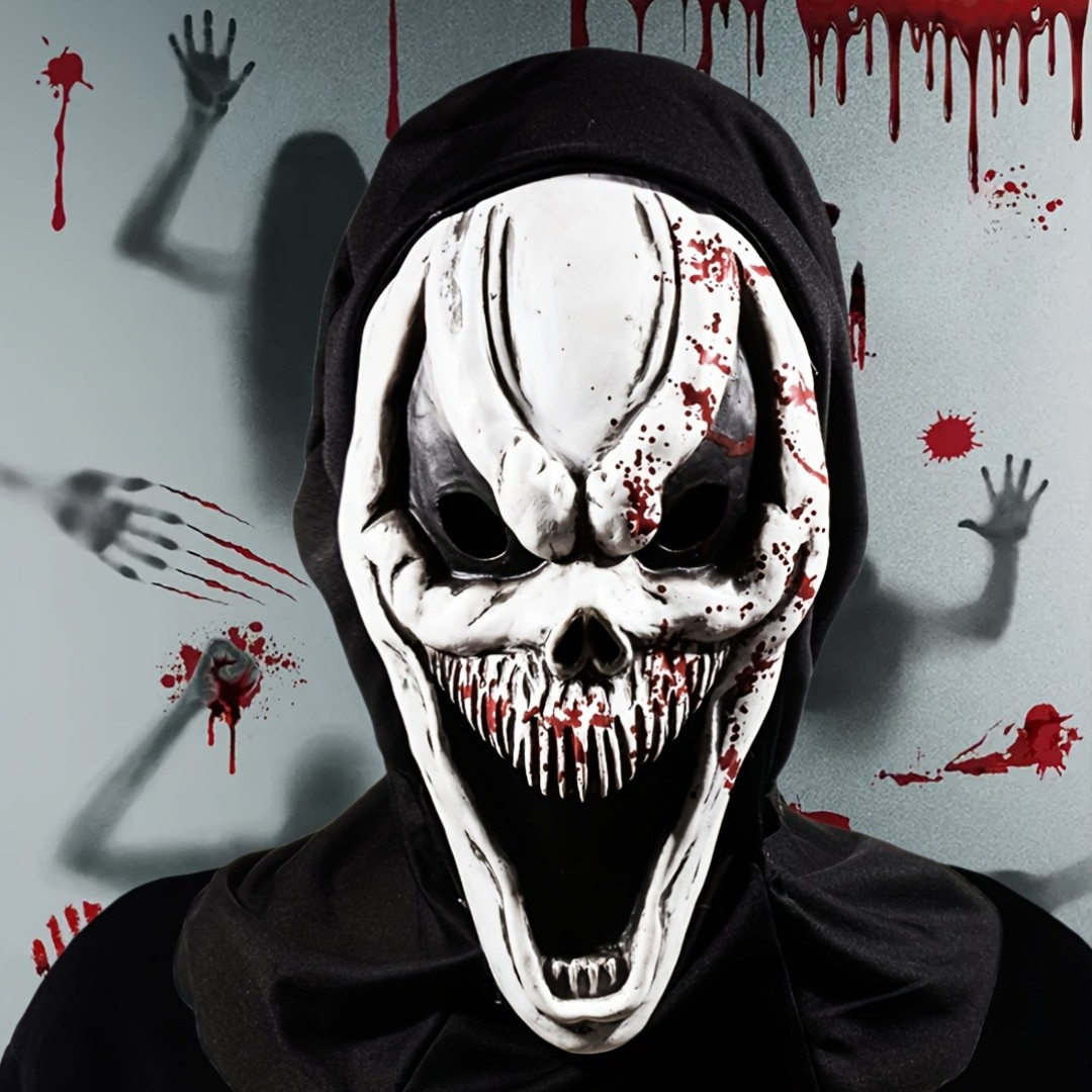 Scary Blood Skull Full Face Halloween Mask With Hood - Luxicro