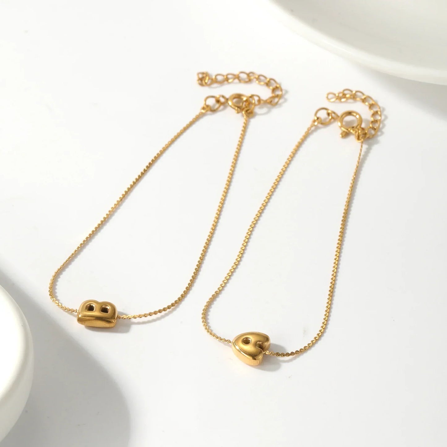 Dainty Personalized Letter Charm Bangle