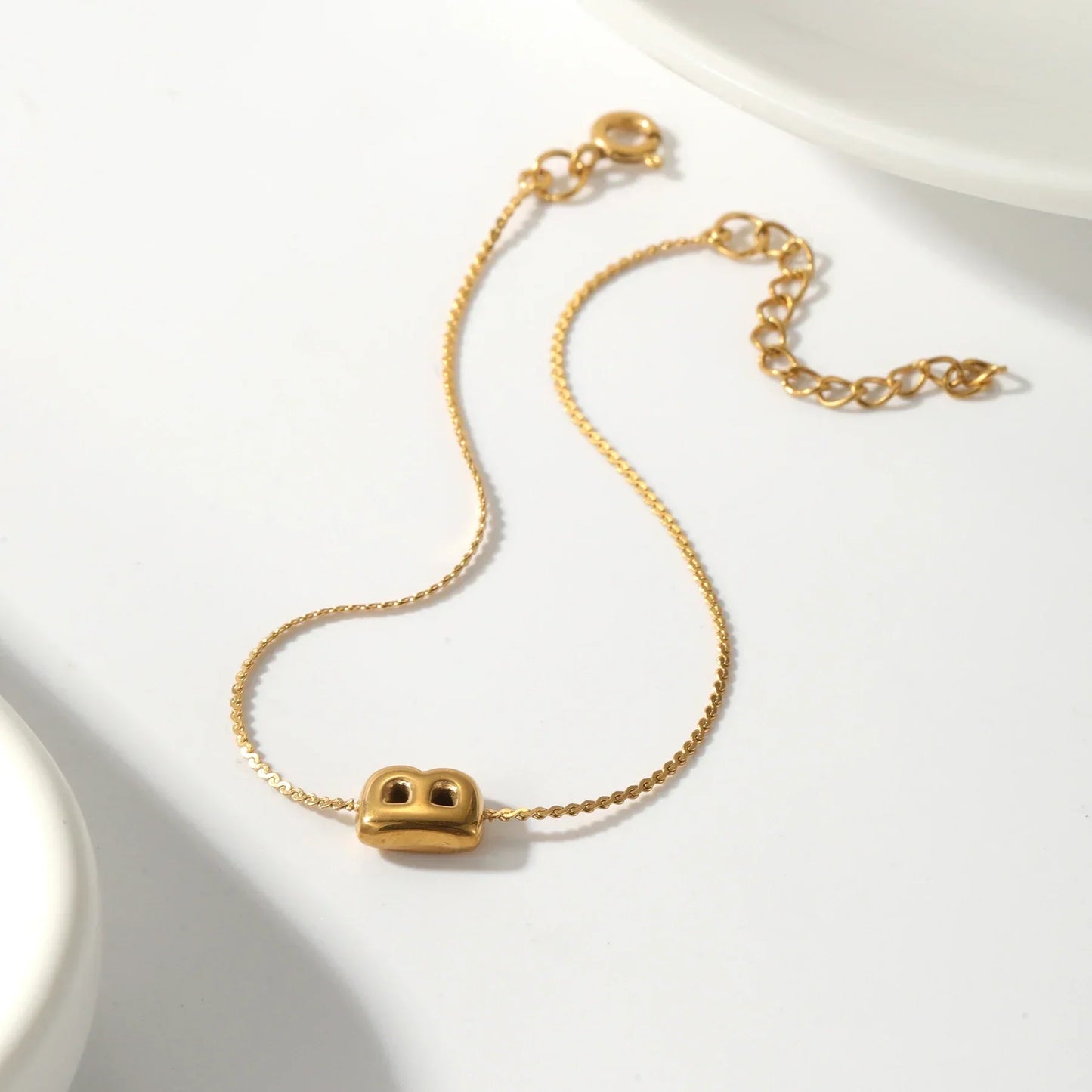 Dainty Personalized Letter Charm Bangle