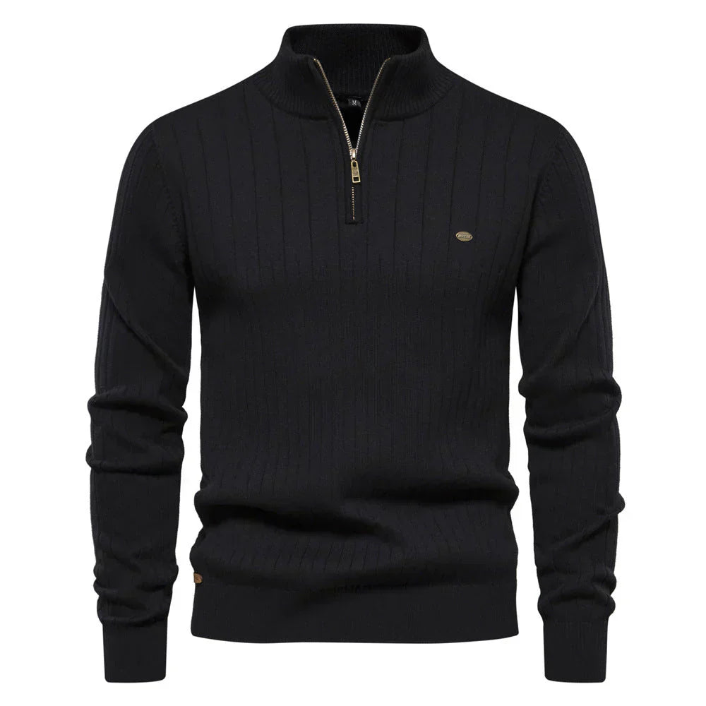 Classic Fit Men's Quarter Zip Sweater - Luxicro