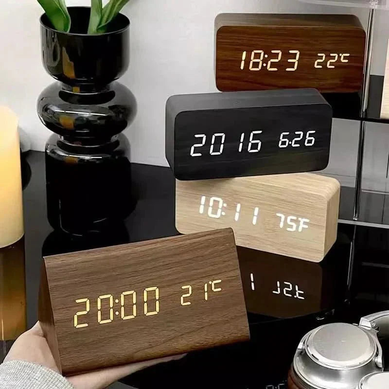 Contemporary Oak LED Clock