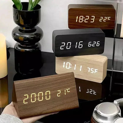 Contemporary Oak LED Clock