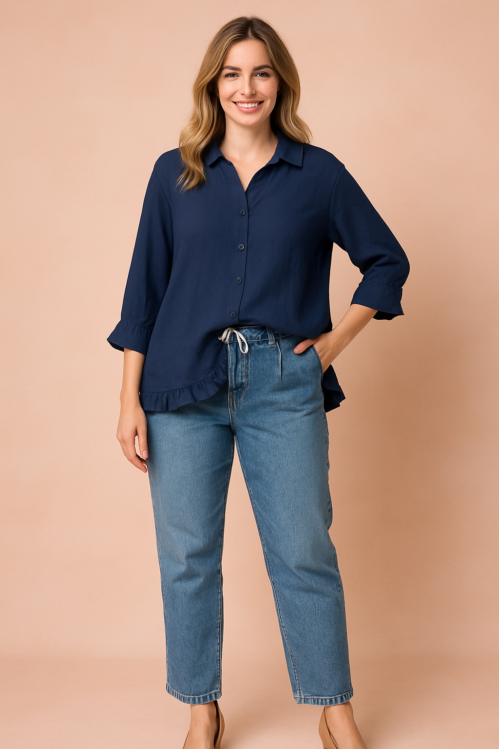 Feminine Ruffle Loose Fit Blouse Shirt - Luxicro
