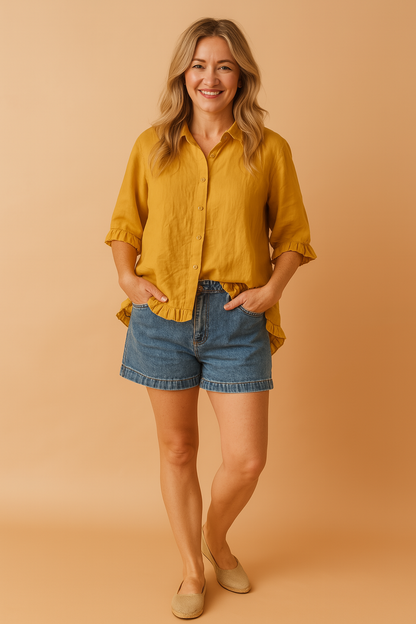 Feminine Ruffle Loose Fit Blouse Shirt
