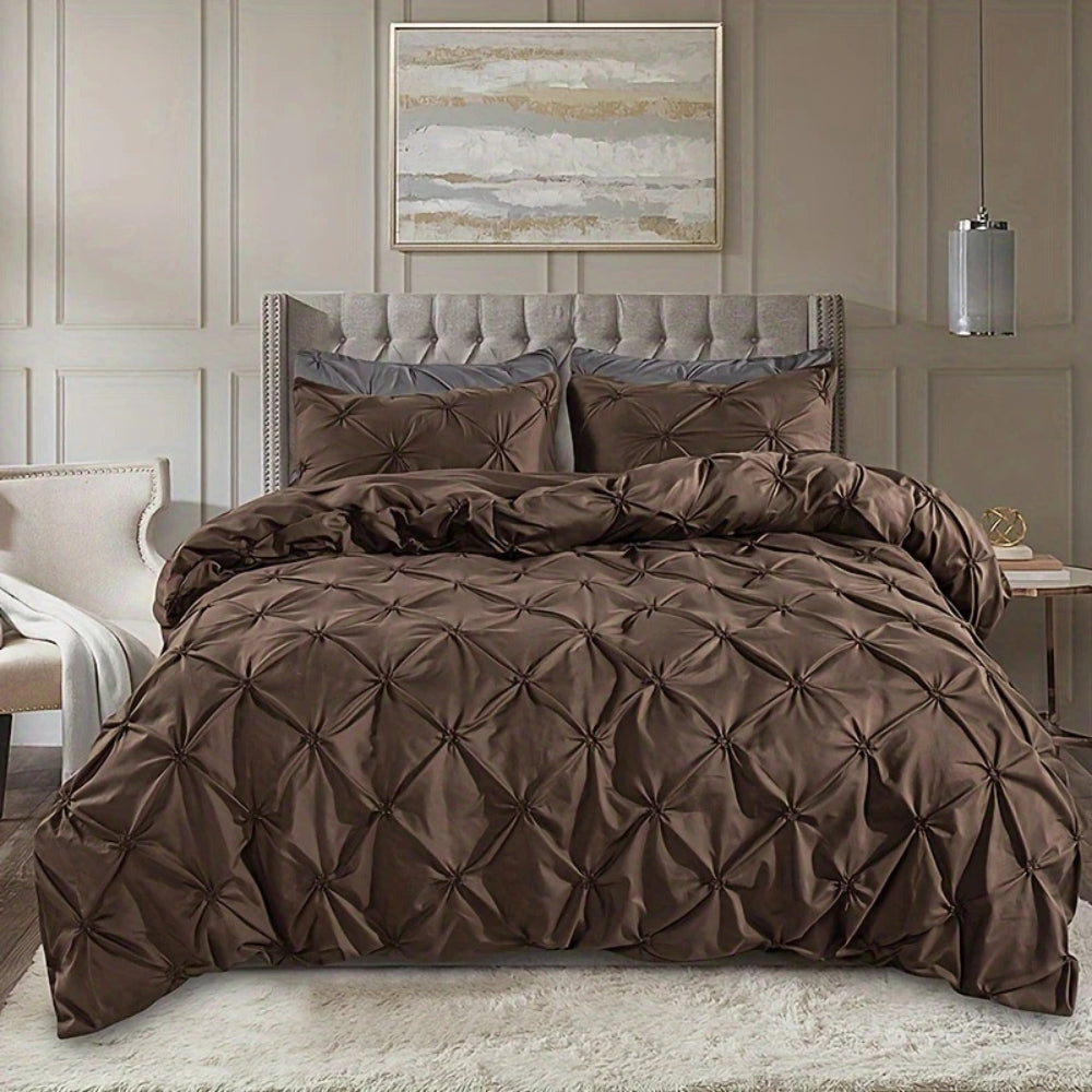 Cozy Fleece Pleated Duvet Cover Set