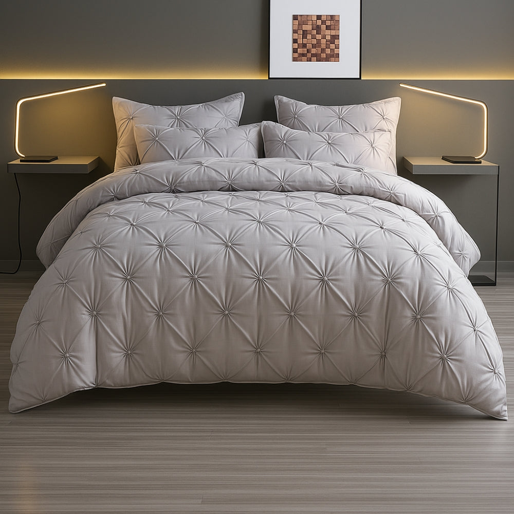 Cozy Fleece Pleated Duvet Cover Set