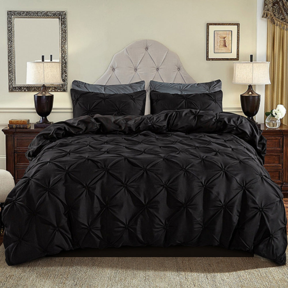 Cozy Fleece Pleated Duvet Cover Set