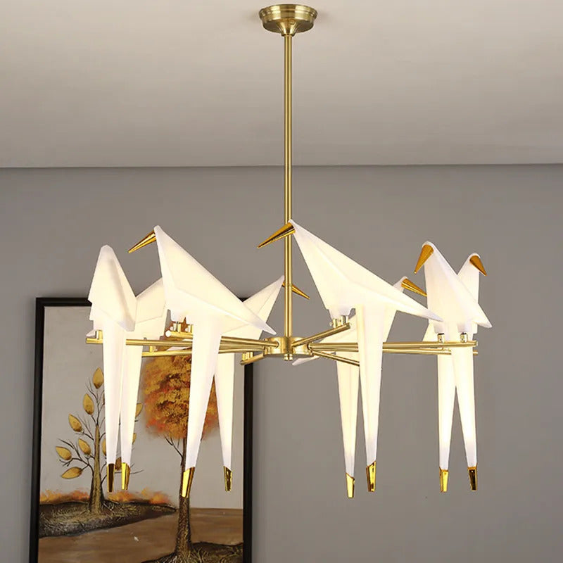Delicate White Bird Pendant Light Fixture