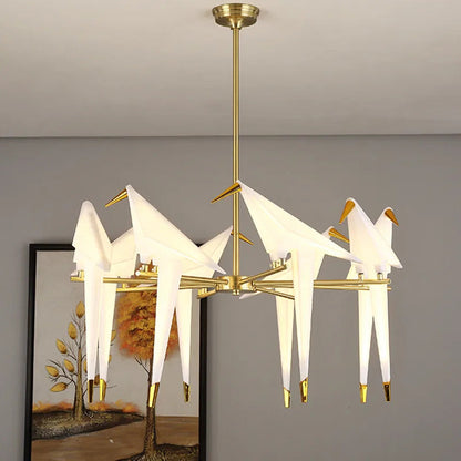 Delicate White Bird Pendant Light Fixture