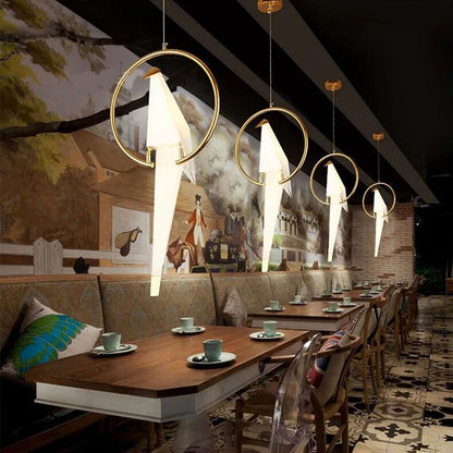 Delicate White Bird Pendant Light Fixture