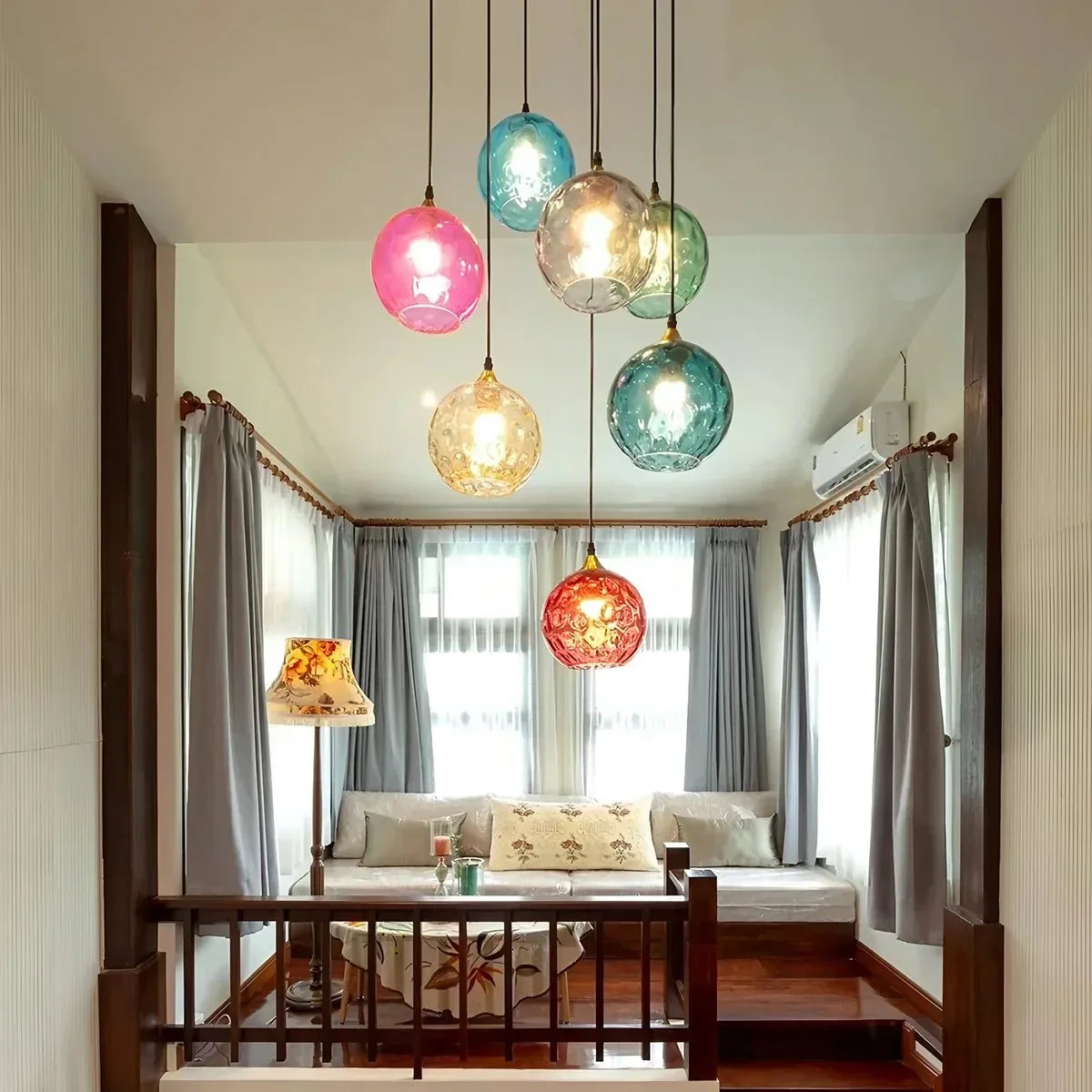 Vibrant Glass Globe Ceiling Light Fixture
