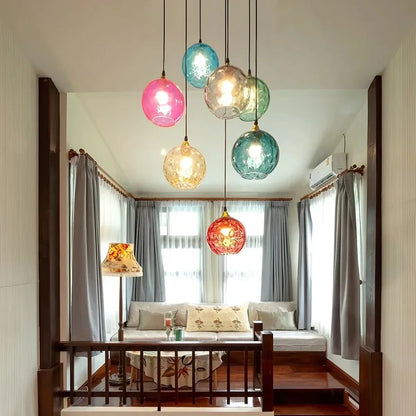 Vibrant Glass Globe Ceiling Light Fixture