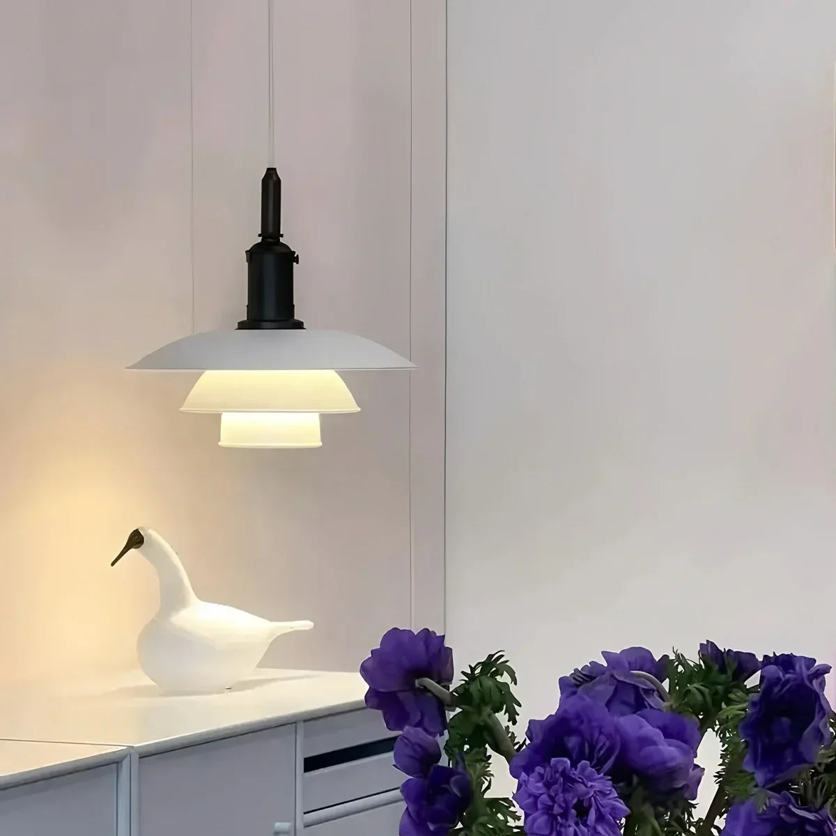 Elegant Glass Hanging Kitchen Lamp