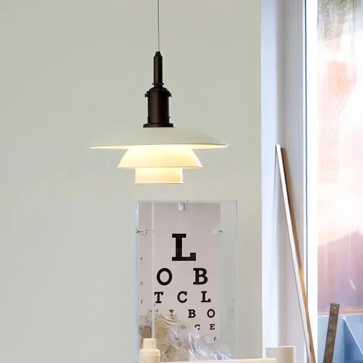 Elegant Glass Hanging Kitchen Lamp