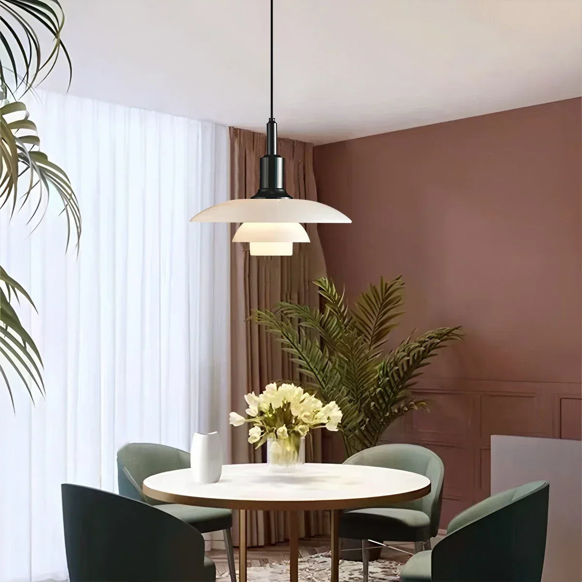 Elegant Glass Hanging Kitchen Lamp