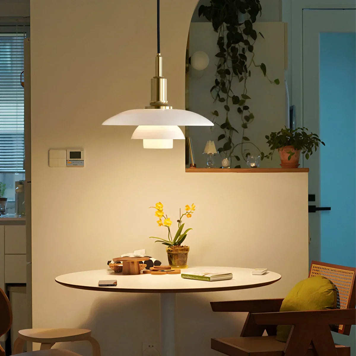 Elegant Glass Hanging Kitchen Lamp