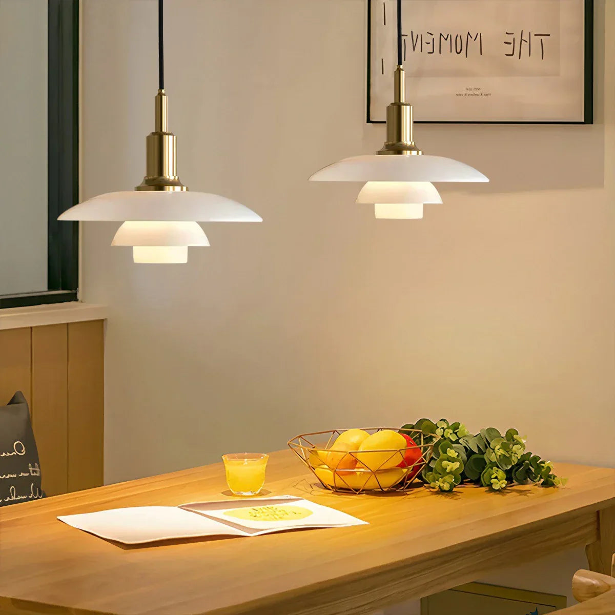 Elegant Glass Hanging Kitchen Lamp