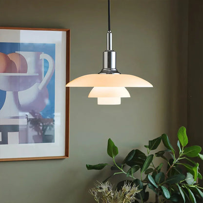 Elegant Glass Hanging Kitchen Lamp