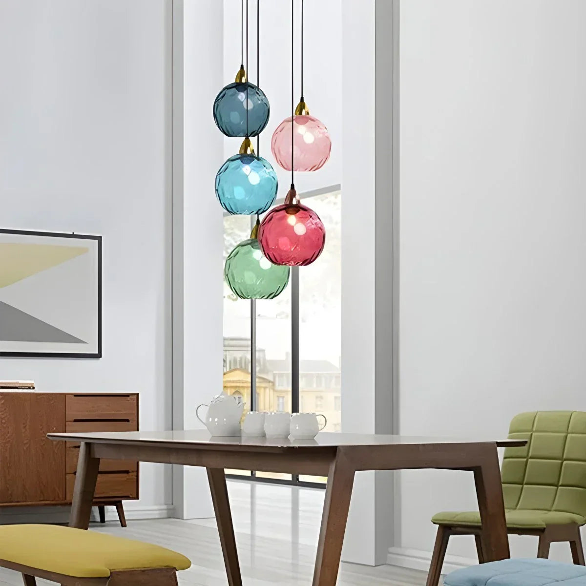 Vibrant Glass Globe Ceiling Light Fixture