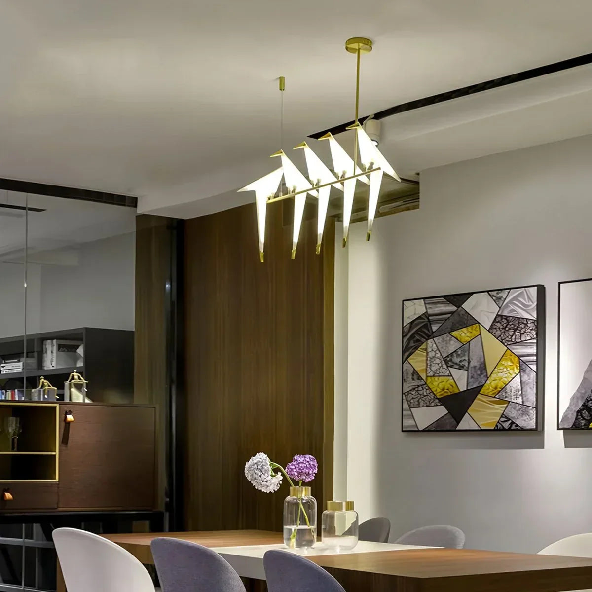 Delicate White Bird Pendant Light Fixture