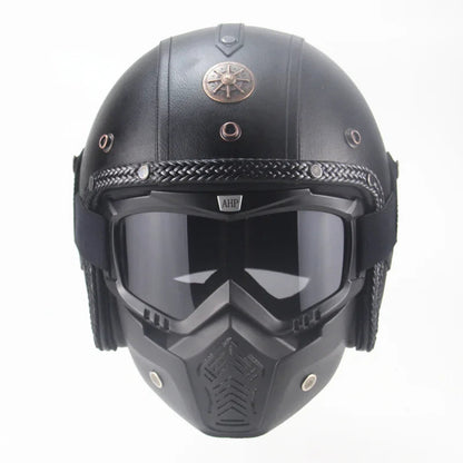 Classic Open Face Bike Helmet With Goggles Shield - Luxicro