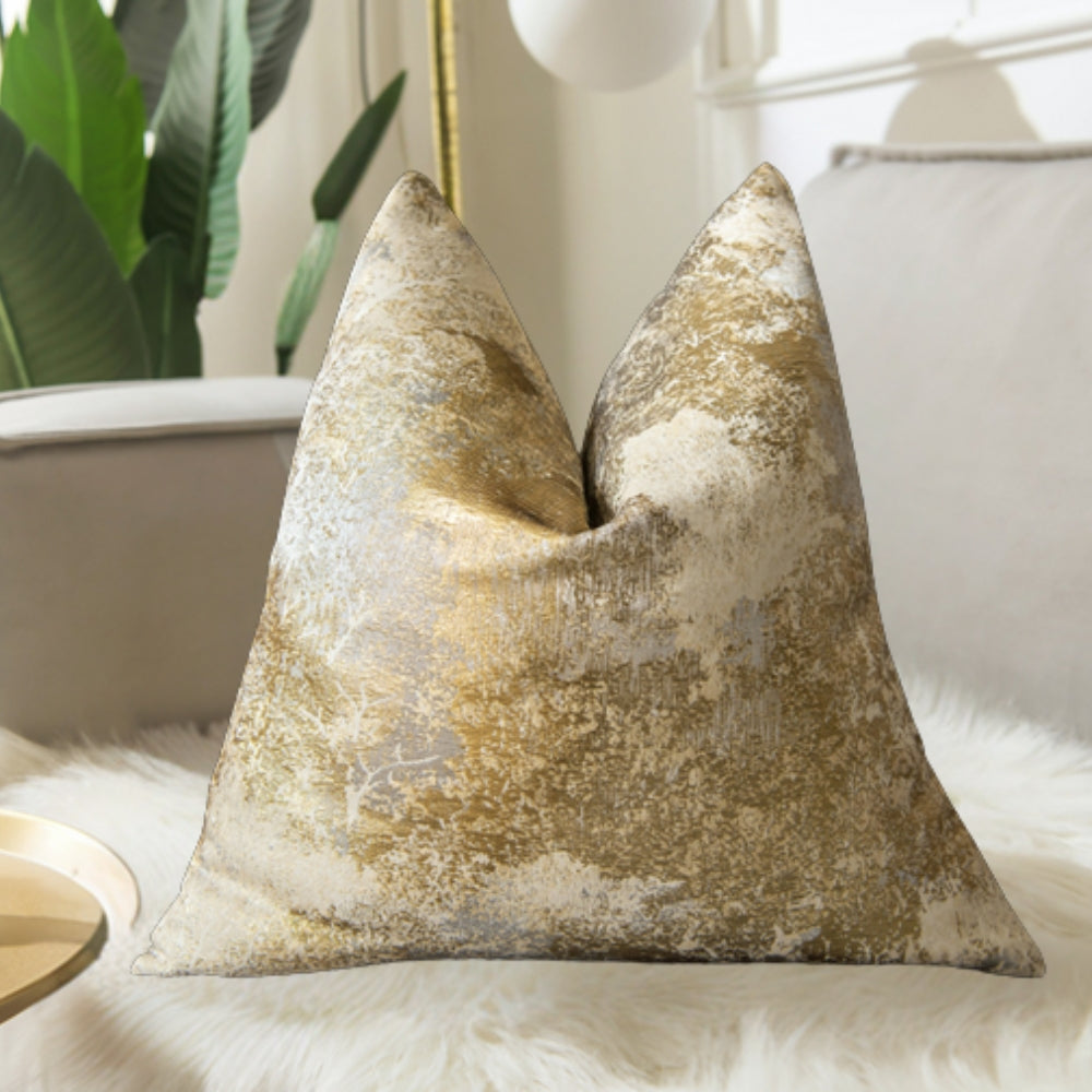 Gold Ornate Velvet Pillow Cover