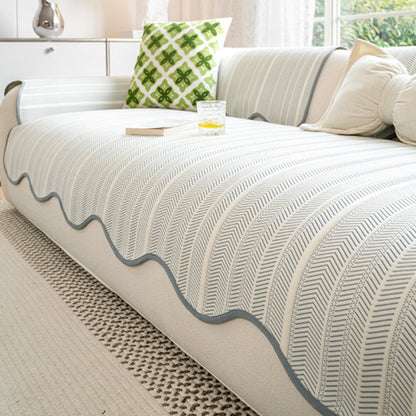 Classic Textured Ruffled Couch Slipcover