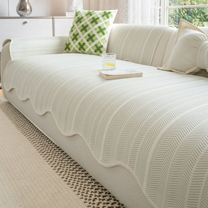 Classic Textured Ruffled Couch Slipcover