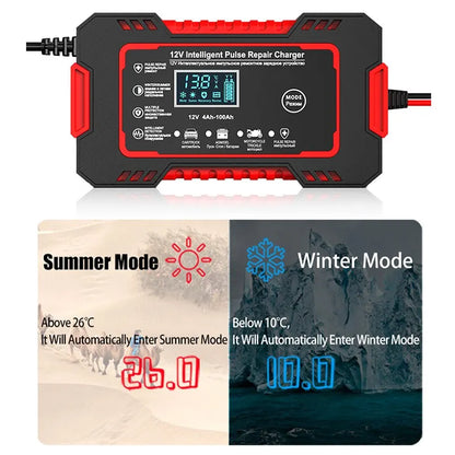 Fast Car Battery Charger 12V 6A with LCD Display