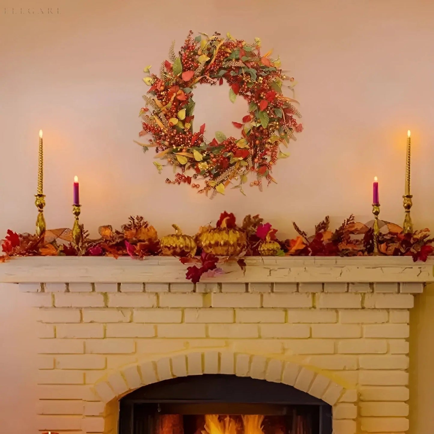 Autumnal Woven Reed Front Door Wreath