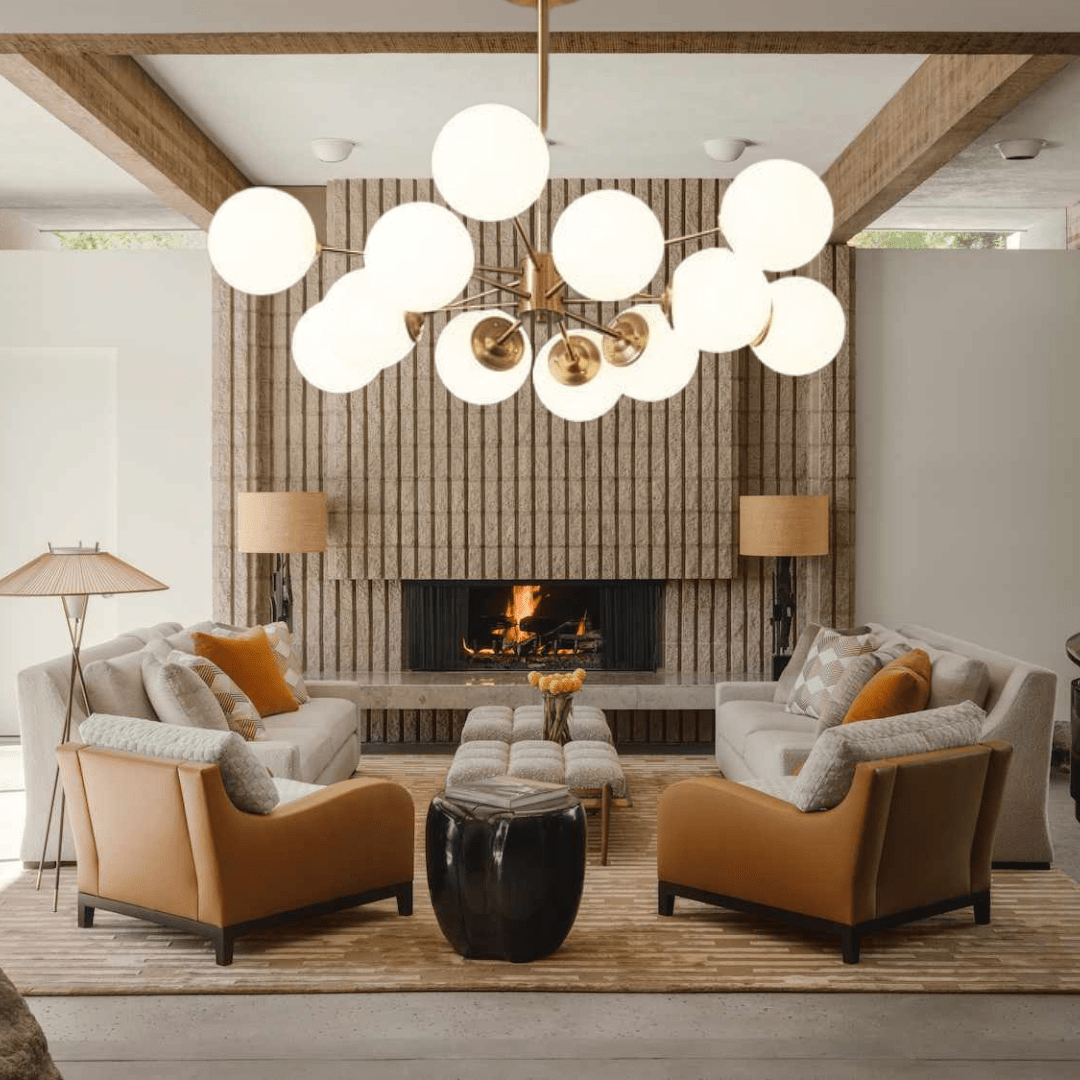 Luxury Gold Glass Ball Chandelier Light Fixture