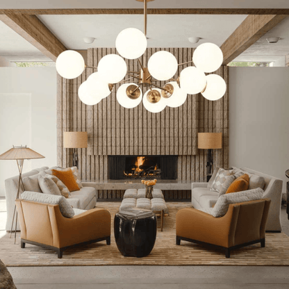 Luxury Gold Glass Ball Chandelier Light Fixture