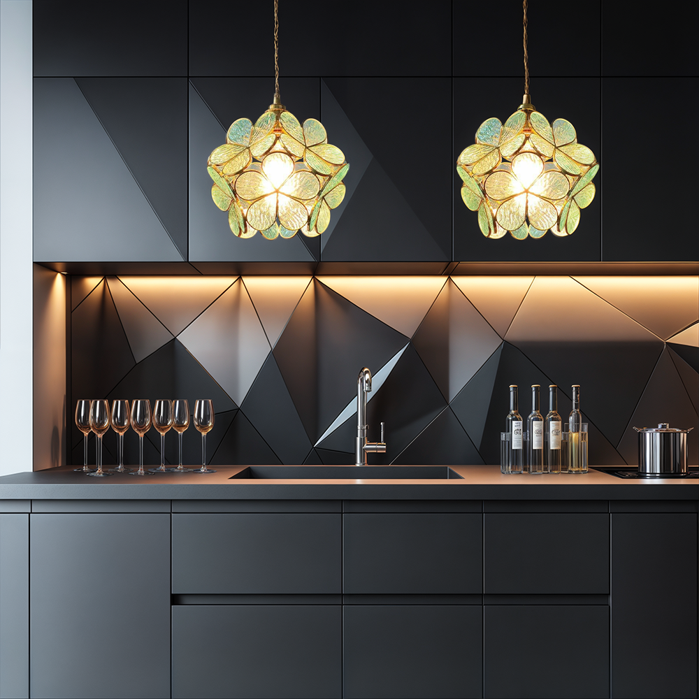 Elegant Flower Glass Pendant Lighting Fixture