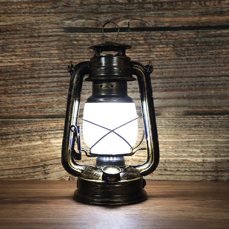 Classic Rustic Round Metal LED Table Lamp
