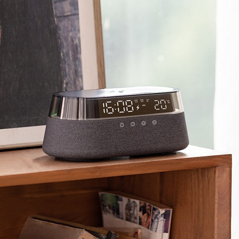 Compact Wireless Charger Alarm Clock Bluetooth Speaker