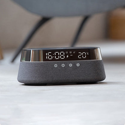 Compact Wireless Charger Alarm Clock Bluetooth Speaker