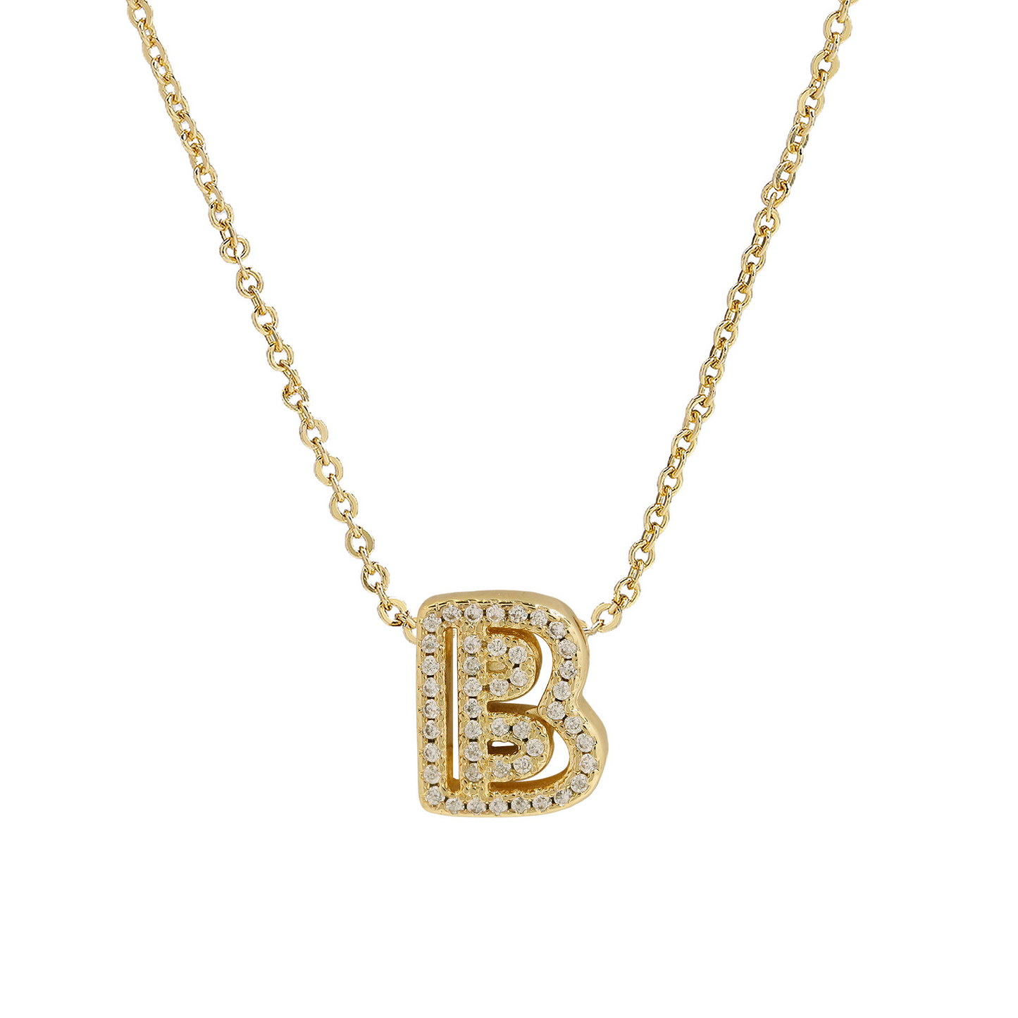 Shining Monogram Diamond Pendant Necklace