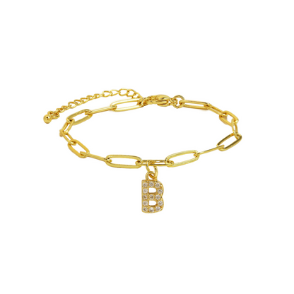 Dainty Monogram Paperclip Charm Bangle